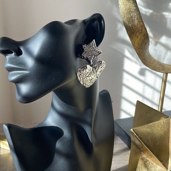 Heart shape drop earrings N42 - Picture 3 of 5